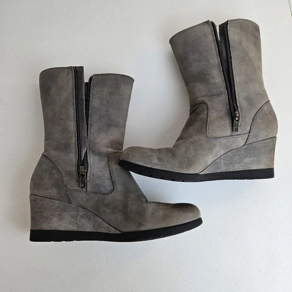 UGG Joely Wedge Side Zip Waterproof Women's Gray Wedge Boots 7.5 - Picture 8 of 16